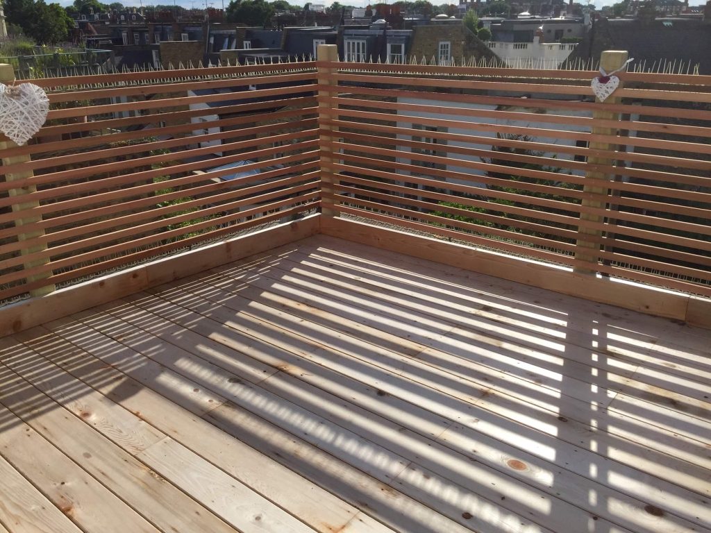 Cedar Decking and Fence for roof-top terrace